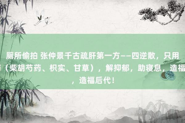 厕所偷拍 张仲景千古疏肝第一方——四逆散，只用4味药（柴胡芍药、枳实、甘草），解抑郁，助寝息，造福后代！