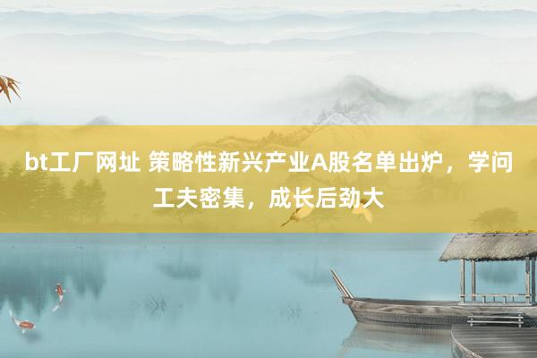 bt工厂网址 策略性新兴产业A股名单出炉，学问工夫密集，成长后劲大