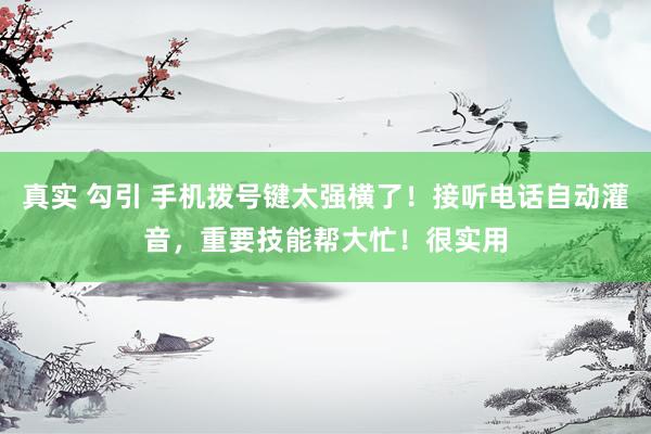 真实 勾引 手机拨号键太强横了！接听电话自动灌音，重要技能帮大忙！很实用