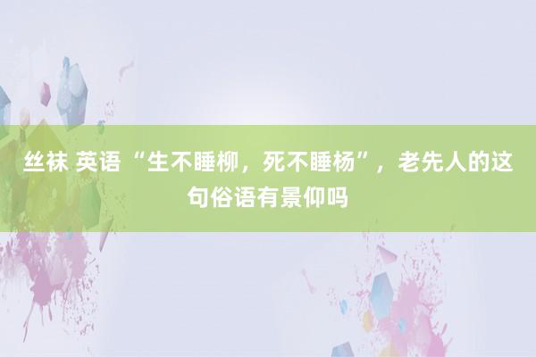 丝袜 英语 “生不睡柳，死不睡杨”，老先人的这句俗语有景仰吗