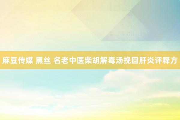 麻豆传媒 黑丝 名老中医柴胡解毒汤挽回肝炎评释方