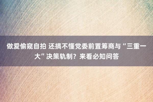 做爱偷窥自拍 还搞不懂党委前置筹商与“三重一大”决策轨制？来看必知问答